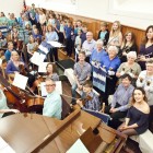 Orchestra and bell ringers