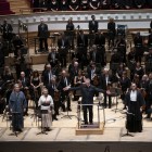 Conductor Stuart Stratford with (left to right) Charlie Drummond,  James Creswell, Kiandra Howarth, Ric Furman and Roland Wood